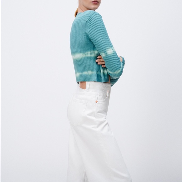 Zara blue/ green tie-dye knit cardigan NWT - Picture 5 of 8